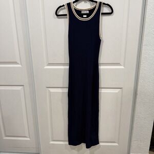 Women's Caroline Constas Blue Knit Body on Dress Size Small S Ribbed